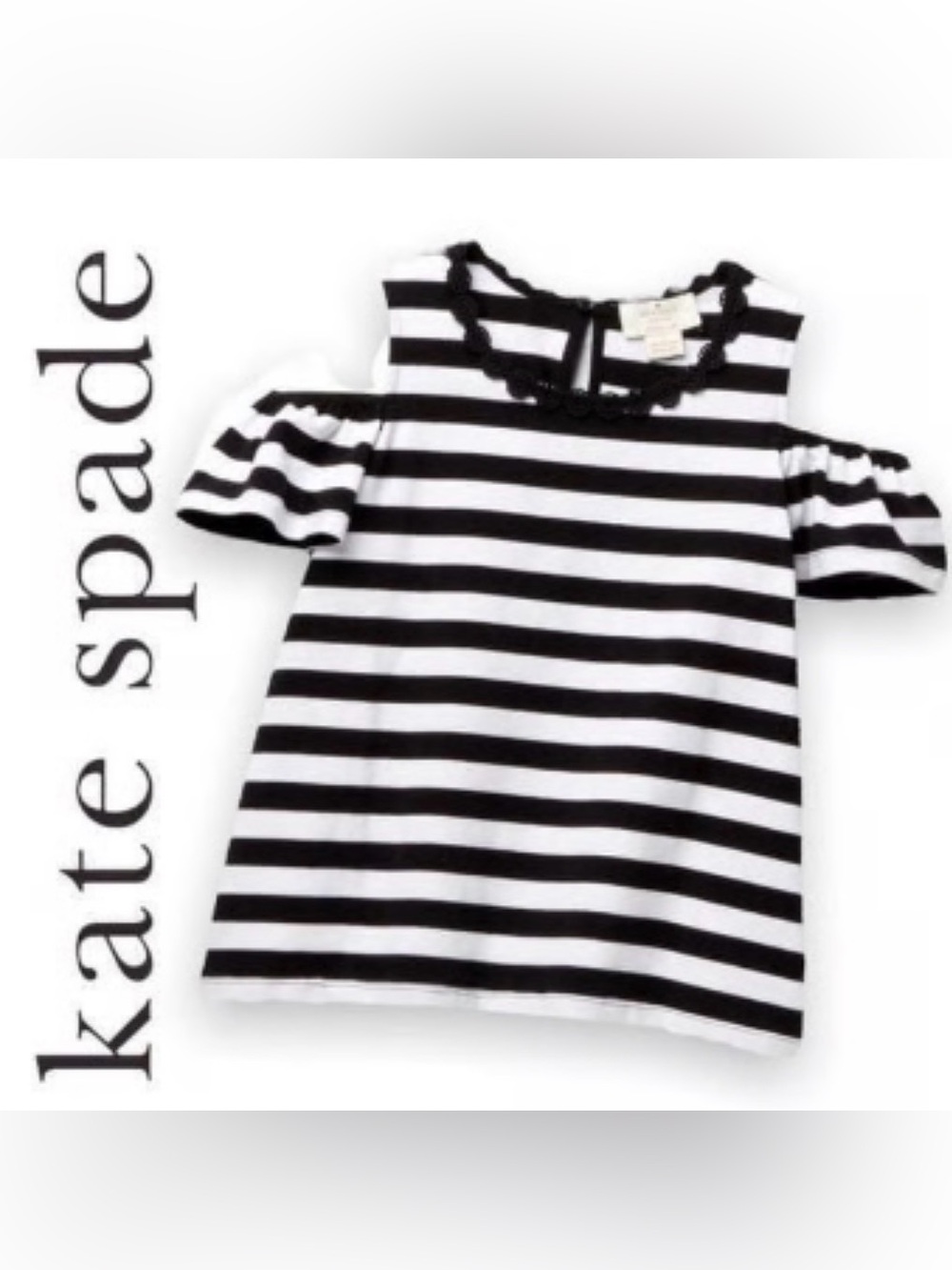 kate spade Black & White Striped Cold-Shoulder Dress